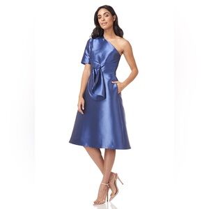 Kay Unger NWT Elegant Blue One-Shoulder Dress SZ 8
